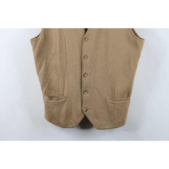 Vintage 70s Streetwear Mens Large Distressed Blank Wool Blend Knit Sweater Vest - Picture 3 of 14